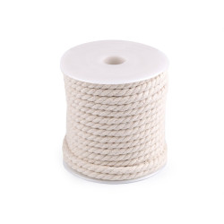 Twisted cotton cord / rope ø5 mm, macrame - Ecru light (15 Meters)