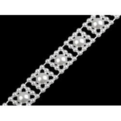Imitation pearl trimming width 9 mm - Pearlwhite (27 Meters)