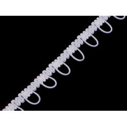 Bandă cu butoniere elastice, lățime 15 mm - Alb (1 Metru)