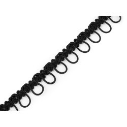 Bandă cu butoniere elastice, lățime 15 mm - Negru (1 Metru)