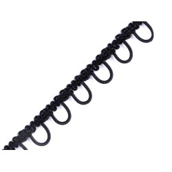 Bandă cu butoniere elastice, lățime 15 mm - Negru (1 Metru)