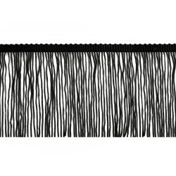 Bordo con frange, larghezza: 12,5 cm - Nero (1 Metro)