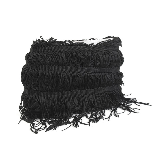 Fransen breite 12,5 cm - Schwarz (1 Meter) Fransen breite 12,5 cm - Schwarz (1 Meter)