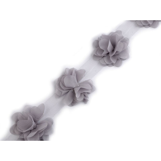 Chiffon flower trim on tulle width 60 mm - Cream lightest (9 Meters) Chiffon flower trim on tulle width 60 mm - Cream lightest (9 Meters)