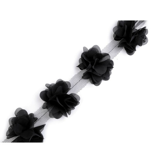 Chiffon flower trim on tulle width 60 mm - Cream lightest (9 Meters) Chiffon flower trim on tulle width 60 mm - Cream lightest (9 Meters)