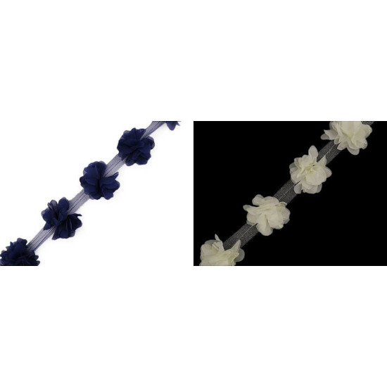 Chiffon flower trim on tulle width 60 mm - Cream lightest (9 Meters) Chiffon flower trim on tulle width 60 mm - Cream lightest (9 Meters)