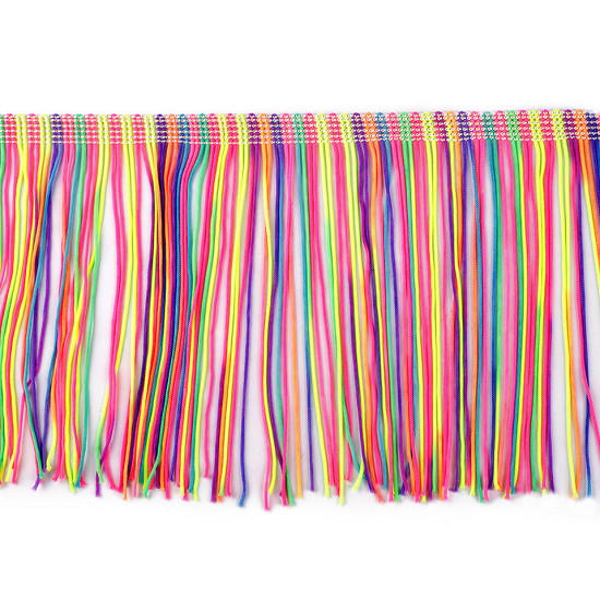 Bordo con frange, larghezza: 14 cm, neon - Multicolore (9 Metri) Bordo con frange, larghezza: 14 cm, neon - Multicolore (9 Metri)