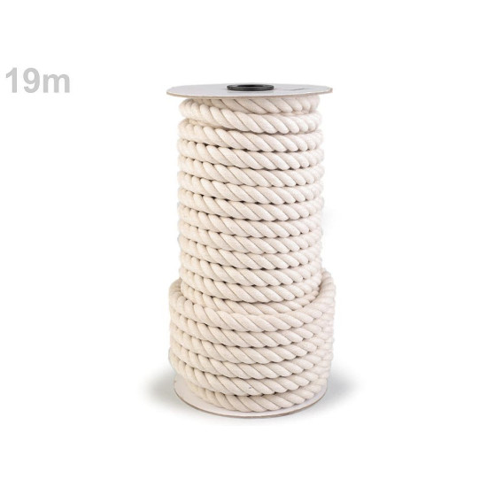 Twisted cotton cord / rope ø14 mm, macrame - Ecru light (5 Meters) Twisted cotton cord / rope ø14 mm, macrame - Ecru light (5 Meters)