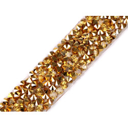 Iron on rhinestone trimming braid width 15 mm - Gold (1 Meter)