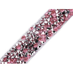 Iron on rhinestone trimming braid width 15 mm - Baby pink (1 Meter)
