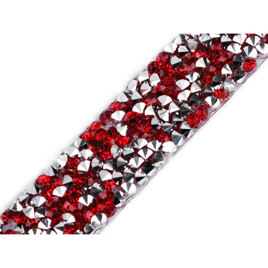 Iron on rhinestone trimming braid width 15 mm - Red (9 Meters) Iron on rhinestone trimming braid width 15 mm - Red (9 Meters)