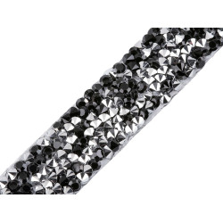 Iron on rhinestone trimming braid width 15 mm - Black diamond (1 Meter)