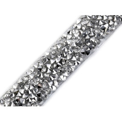 Iron on rhinestone trimming braid width 15 mm - Silver (1 Meter)