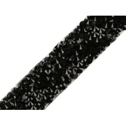 Iron on rhinestone trimming braid width 15 mm - Jet (1 Meter)
