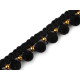 Taśma ozdobna z perełkami pokrytymi zamszem szerokość 12 mm - Czarny (9 Metry) Taśma ozdobna z perełkami pokrytymi zamszem szerokość 12 mm - Czarny (9 Metry)
