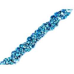 Elastic sequin trimming width 10 mm - Azure blue (1 Meter)