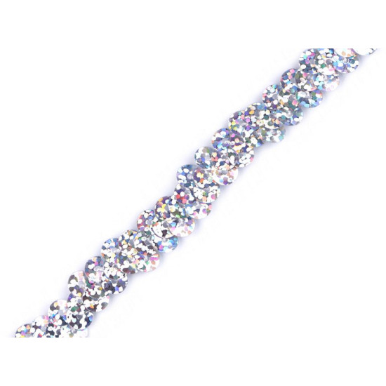 Elastic sequin trimming width 10 mm - Silver (1 Meter) Elastic sequin trimming width 10 mm - Silver (1 Meter)