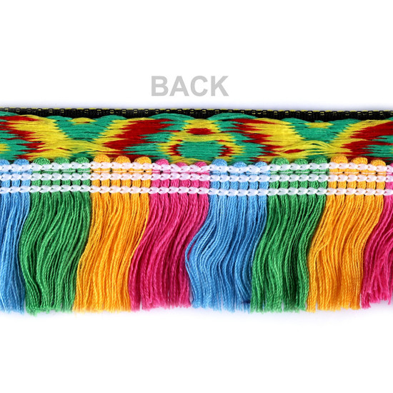 Bandă cu franjuri, motiv indian, lățime 50 mm - Multicolor (18 Metri) Bandă cu franjuri, motiv indian, lățime 50 mm - Multicolor (18 Metri)