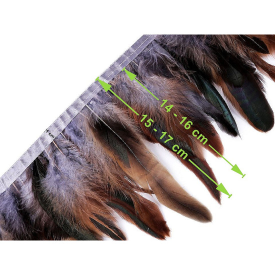 Prýmek - kohoutí peří 14-16 cm - Šedá paloma (1 Metr) Prýmek - kohoutí peří 14-16 cm - Šedá paloma (1 Metr)
