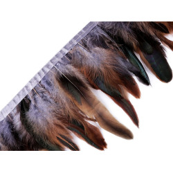 Prýmek - kohoutí peří 14-16 cm - Šedá paloma (1 Metr)