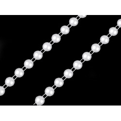 Bead trimming / garland - half-bead ø8 mm - White (1 Meter)