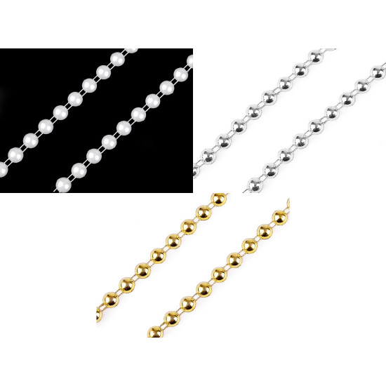 Bead trimming / garland - half-bead ø8 mm - Gold light (25 Meters)