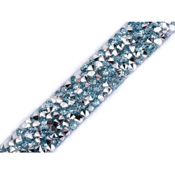 Iron-on rhinestone trimming width 12 mm - Turquoise (27 Meters)