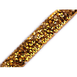 Iron-on rhinestone trimming width 12 mm - Gold (27 Meters)