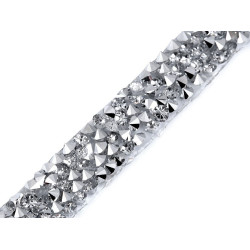 Iron-on rhinestone trimming width 12 mm - Silver (27 Meters)