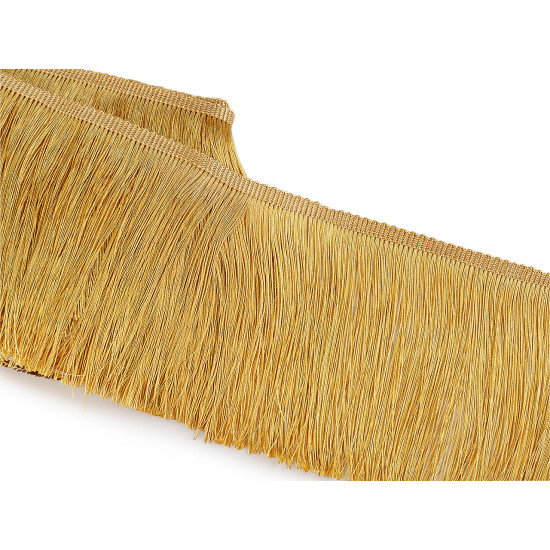 Fringe - shiny, dense, width 15.5 cm - Gold lt. (9 Meters) Fringe - shiny, dense, width 15.5 cm - Gold lt. (9 Meters)
