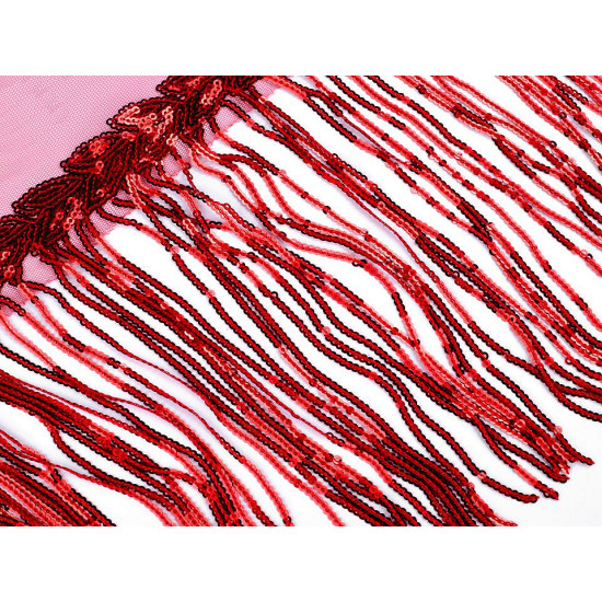 Bandă decorativă organza cu franjuri din paiete, lățime 32 cm - Negru (1 Metru) Bandă decorativă organza cu franjuri din paiete, lățime 32 cm - Negru (1 Metru)