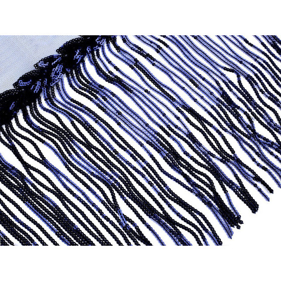 Bandă decorativă organza cu franjuri din paiete, lățime 32 cm - Negru (1 Metru) Bandă decorativă organza cu franjuri din paiete, lățime 32 cm - Negru (1 Metru)