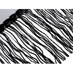 Bandă decorativă organza cu franjuri din paiete, lățime 32 cm - Negru (1 Metru)