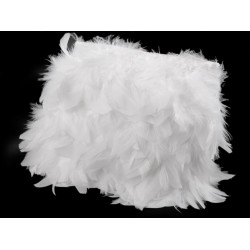 Taśma z piór - indycze pióra szerokość 5-9 cm - White (1 Metr)