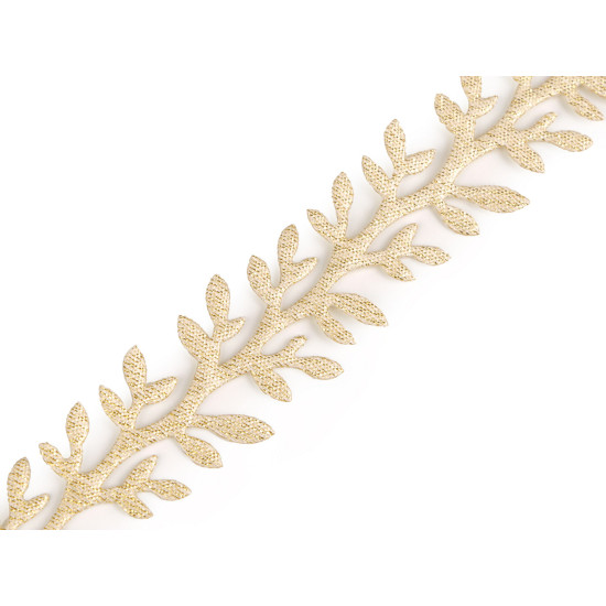 Aplikacja satynowa w taśmie szerokość 24 mm gałązka z lureksem - Srebrny (27 Metry) Aplikacja satynowa w taśmie szerokość 24 mm gałązka z lureksem - Srebrny (27 Metry)