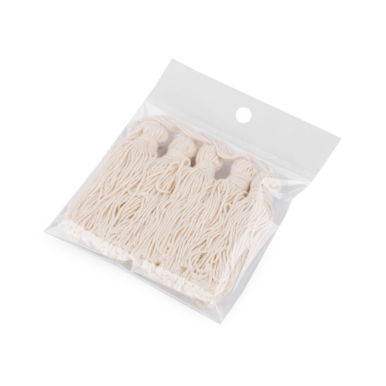 Ciucure din bumbac cu margele 12,5 cm - Ecru deschis (5 Bucăți) Ciucure din bumbac cu margele 12,5 cm - Ecru deschis (5 Bucăți)