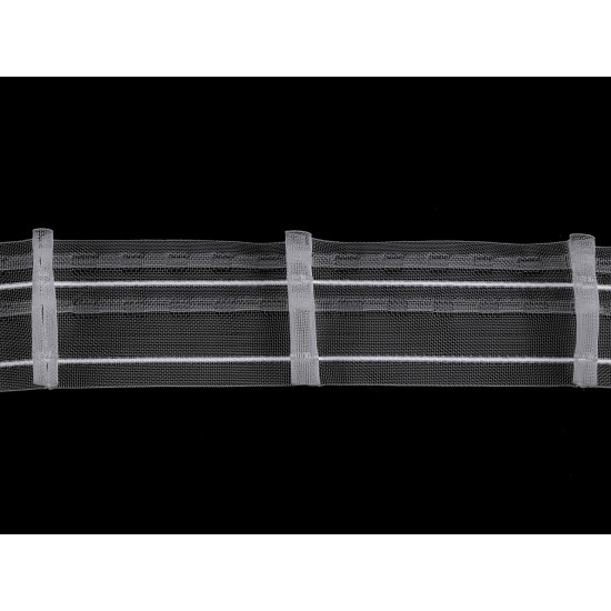 Taśma firanowa pojedyńcza zakładka szerokość 50 mm - Transparent (50 Metry) Taśma firanowa pojedyńcza zakładka szerokość 50 mm - Transparent (50 Metry)
