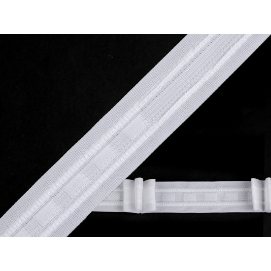 Taśma firanowa szerokość 25 mm potrójna zakładka - White (50 Metry) Taśma firanowa szerokość 25 mm potrójna zakładka - White (50 Metry)