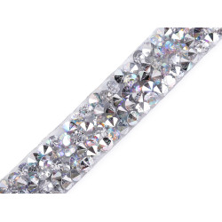 Iron-on trimming braid with rhinestones width 10 mm - Crystal ab (1 Meter)