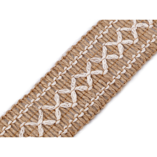 Liseré en jute, largeur 40 mm - Ecru natural (10 Mètres) Liseré en jute, largeur 40 mm - Ecru natural (10 Mètres)