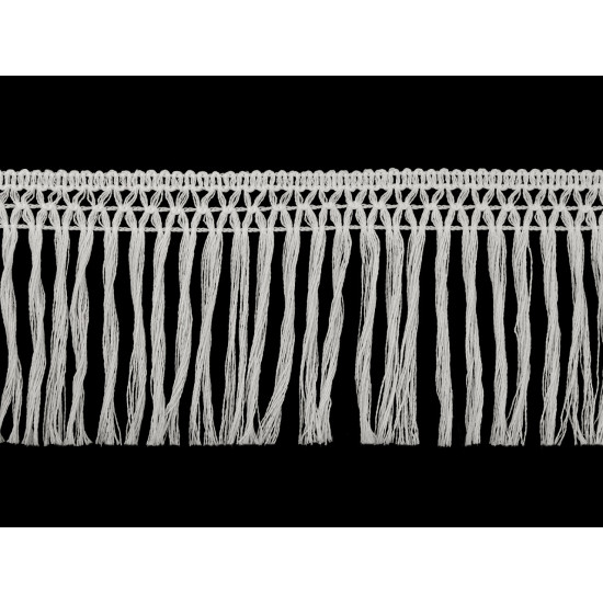 Frędzle bawełniane szerokość 10 cm - White (1 Metr) Frędzle bawełniane szerokość 10 cm - White (1 Metr)