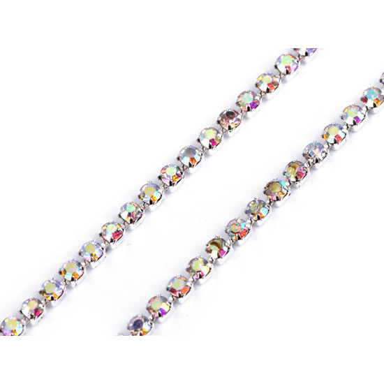 Rhinestone chain / trimming width 2 mm - Crystal ab (9 Meters) Rhinestone chain / trimming width 2 mm - Crystal ab (9 Meters)