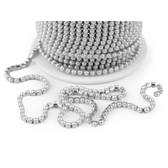 Imitation pearl chain trim / braid width 2.5 mm - Pearl (1 Meter) Imitation pearl chain trim / braid width 2.5 mm - Pearl (1 Meter)