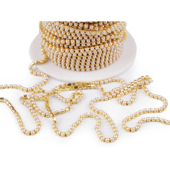 Imitation pearl chain trim / braid width 2 mm - Pearl (1 Meter) Imitation pearl chain trim / braid width 2 mm - Pearl (1 Meter)