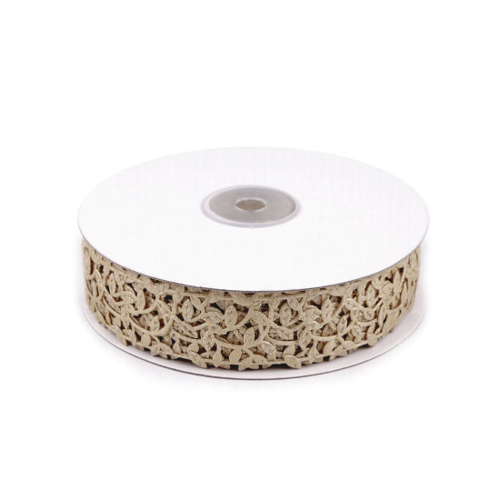 Trimming braid width 30 mm die-cut pattern with lurex - Gold lt. (1 Meter) Trimming braid width 30 mm die-cut pattern with lurex - Gold lt. (1 Meter)