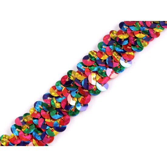Taśma cekinowa elastyczna szerokość 20 mm - Wielokolorowy (1 Metr)