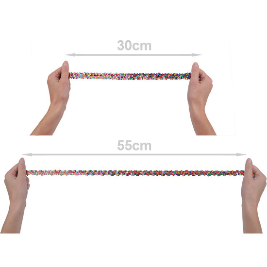 Taśma cekinowa elastyczna szerokość 20 mm - Wielokolorowy (1 Metr)