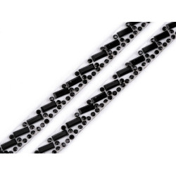 Braid trimming with rhinestones, width 8 mm, iron-on - Black (1 Meter)