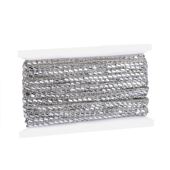 Braid trimming with rhinestones, width 8 mm, iron-on - Crystal (1 Meter) Braid trimming with rhinestones, width 8 mm, iron-on - Crystal (1 Meter)