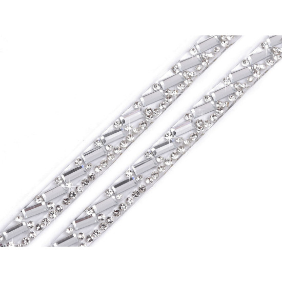 Braid trimming with rhinestones, width 8 mm, iron-on - Crystal (1 Meter) Braid trimming with rhinestones, width 8 mm, iron-on - Crystal (1 Meter)